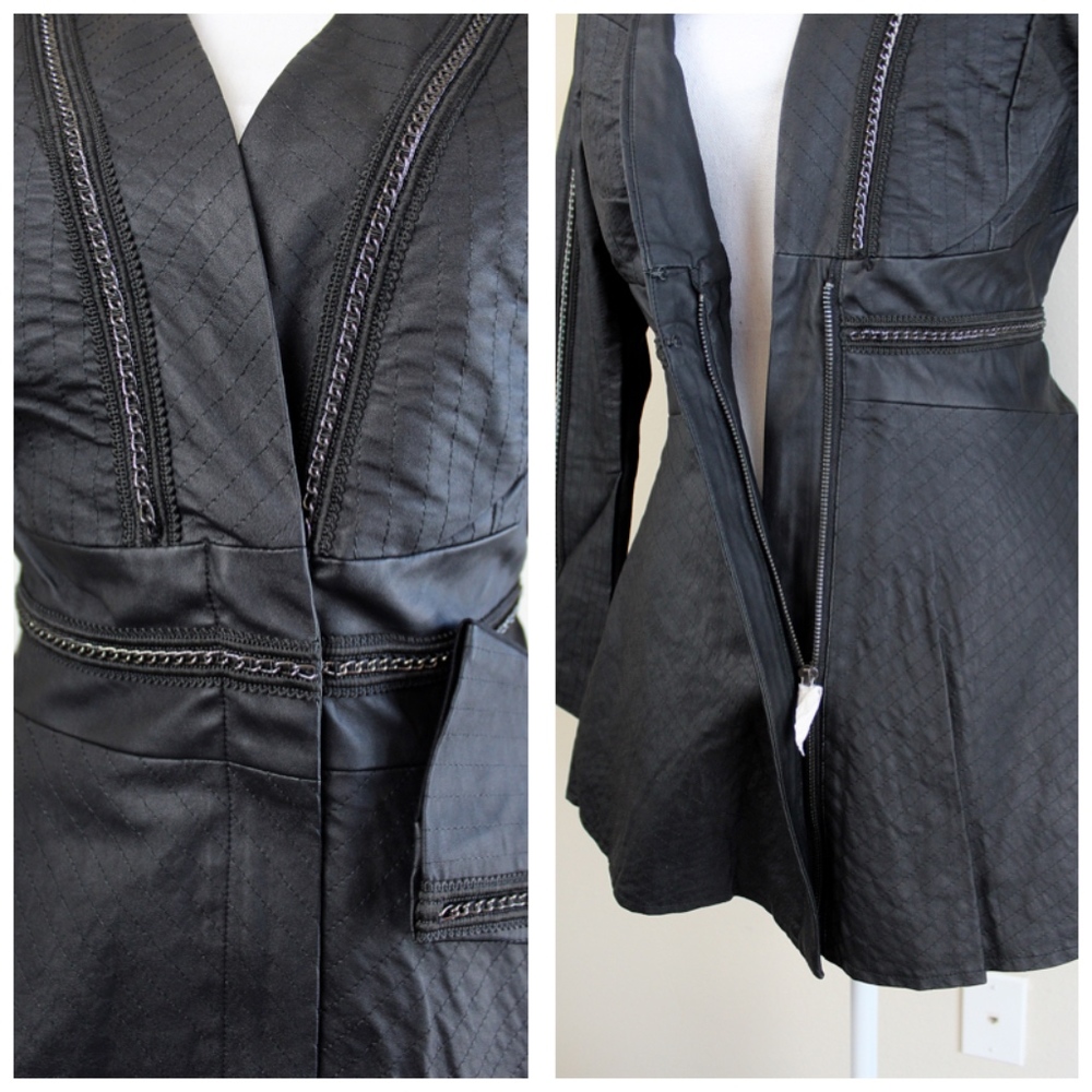 VENUS Faux Leather Flare Jacket NWT Black - Picture 5 of 8